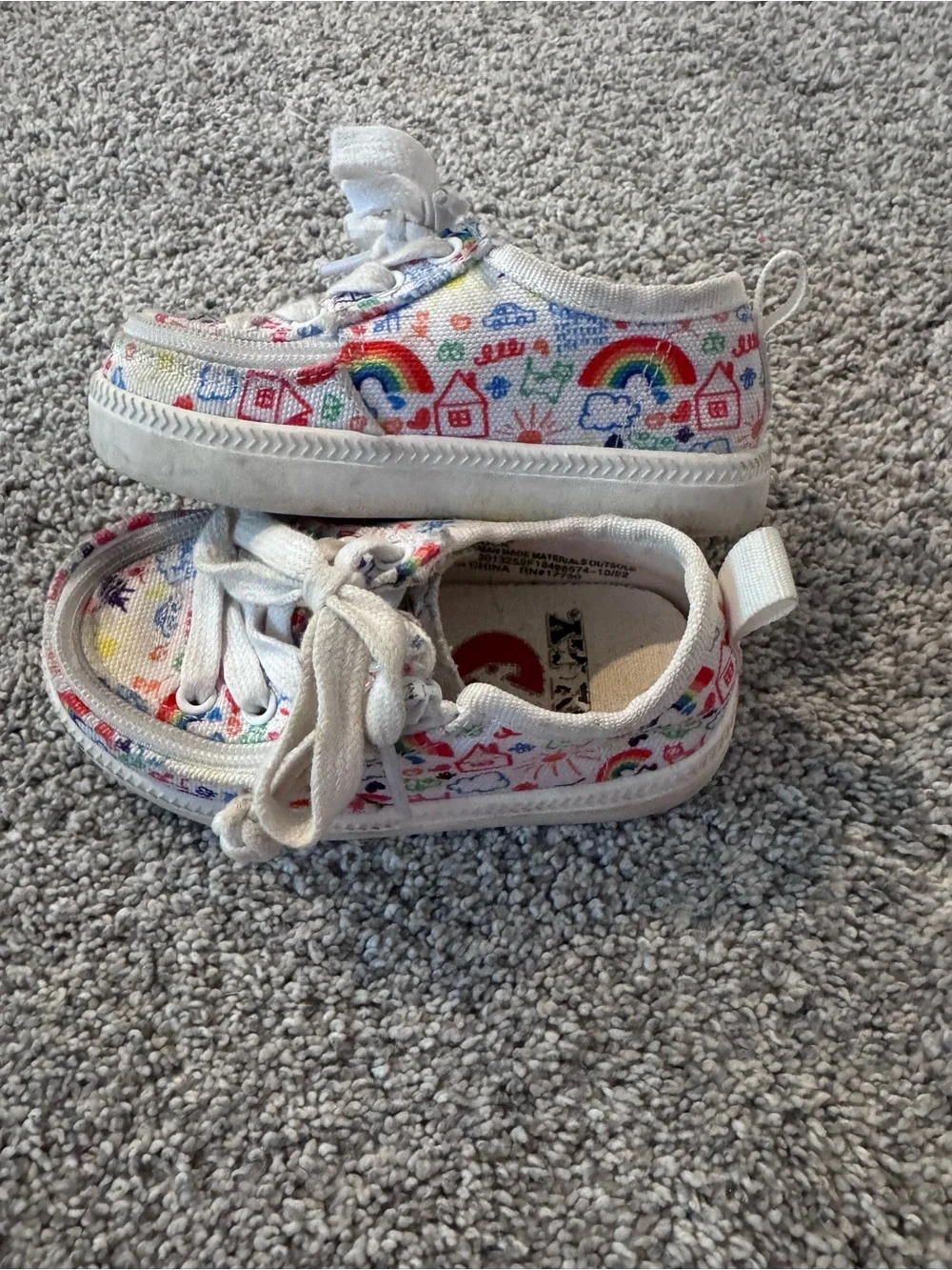 Toddler White Canvas Sneakers with Colorful Print